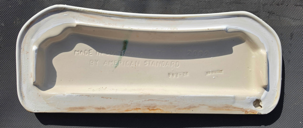 American Standard 2092 White toilet tank lid underside view