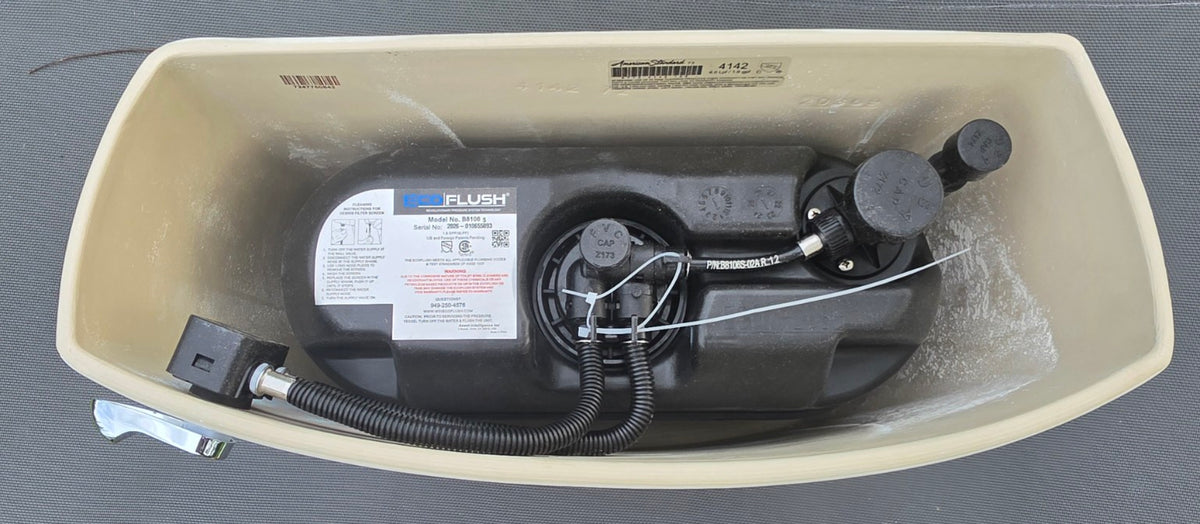 American Standard 4142 tank interior showing optional EcoFlush pressure-assist unit