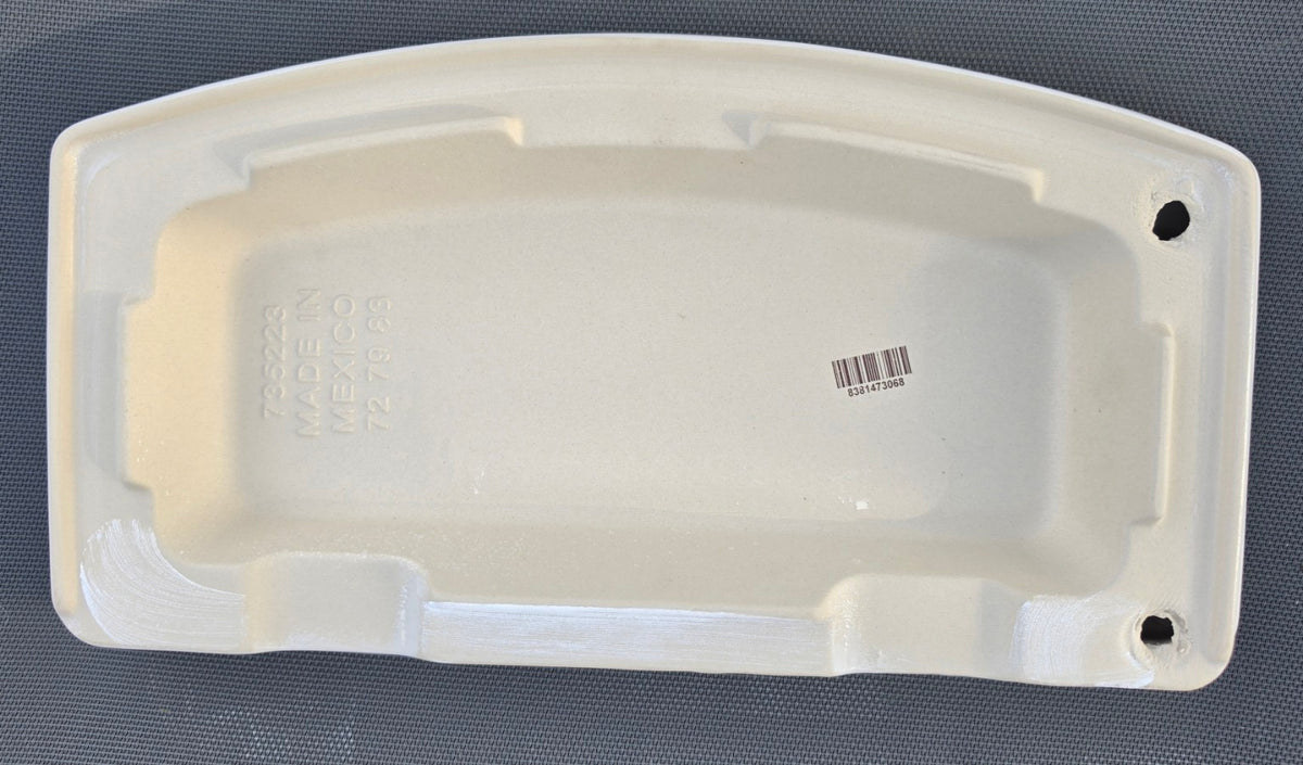American Standard 735223 white toilet tank lid, underside view