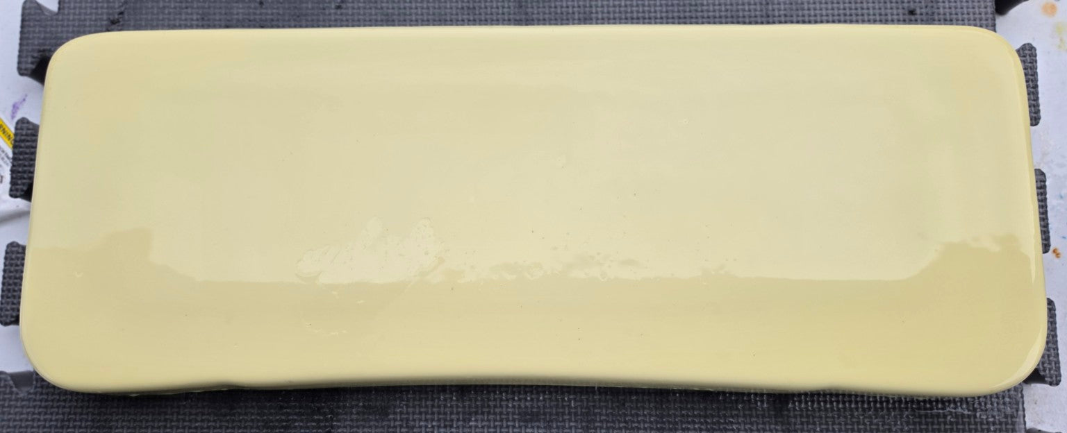 Crane Pacific Oxford Citron Yellow toilet tank lid, top view