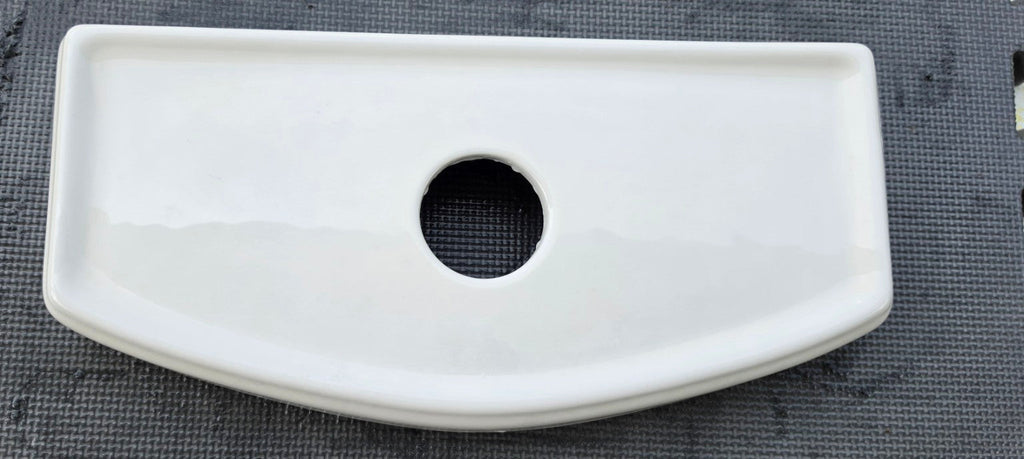Water Ridge C22133C white dual flush toilet tank lid top view, button not included